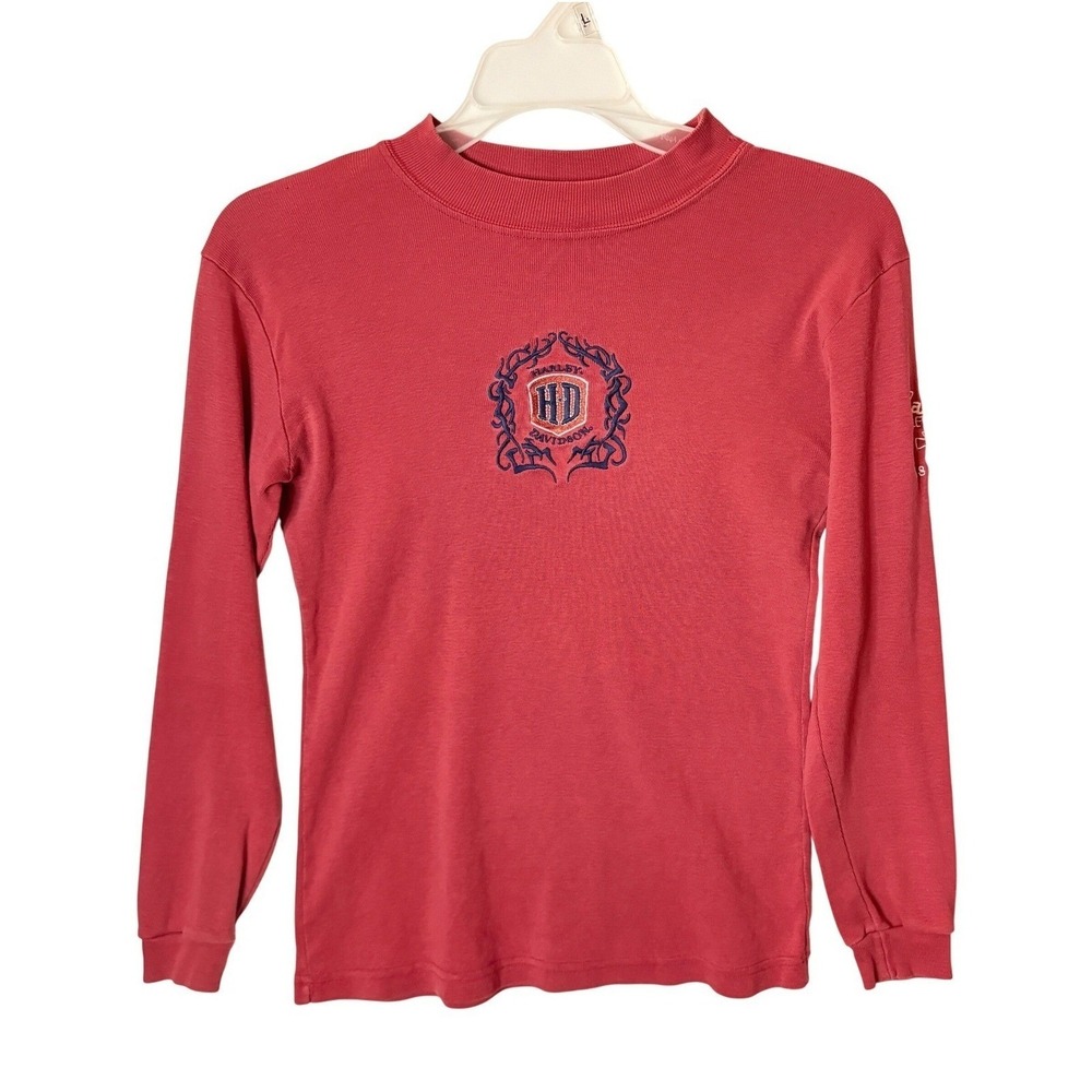 Harley Davidson Y2K Muscle Tee Womens S Red Embroidered Logo Biker Moto